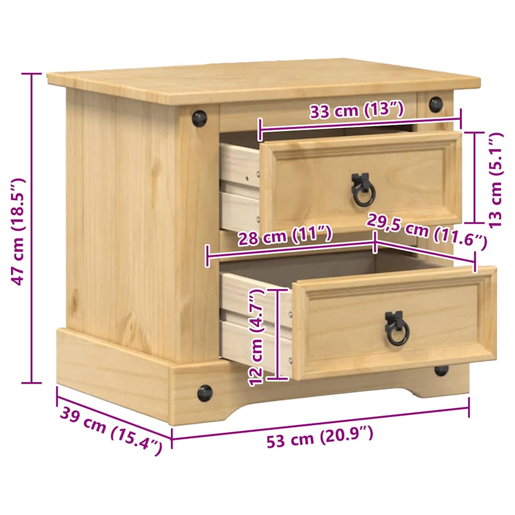 Nattbord Corona 53x39x47 cm heltre furu
