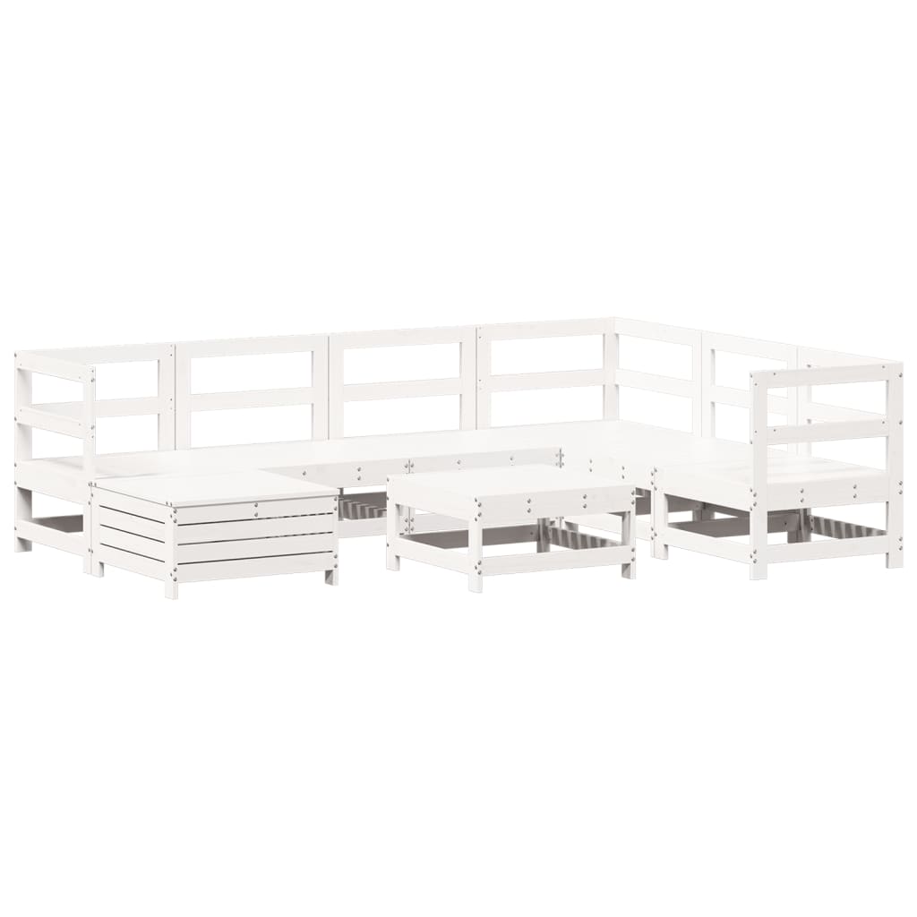 Hagesofasett 8 deler hvit heltre furu