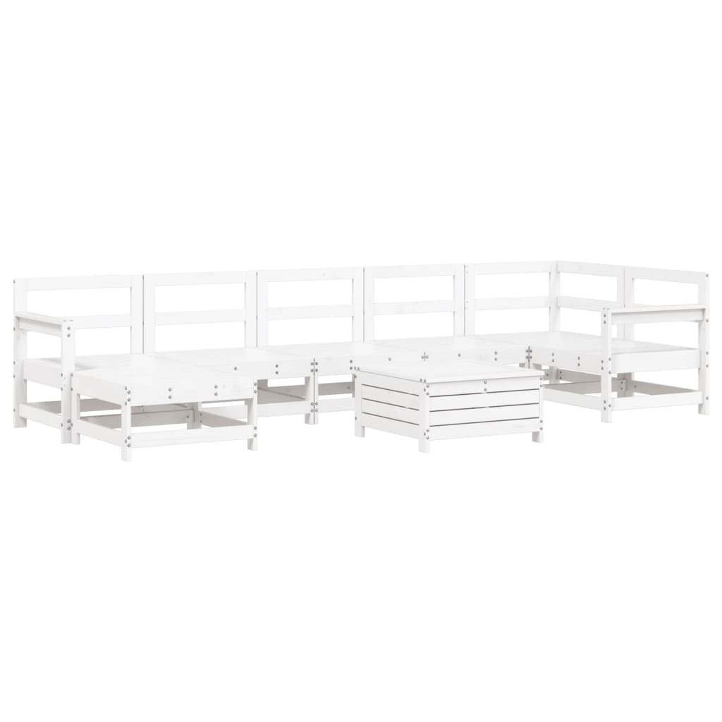 Hagesofasett 8 deler hvit heltre furu