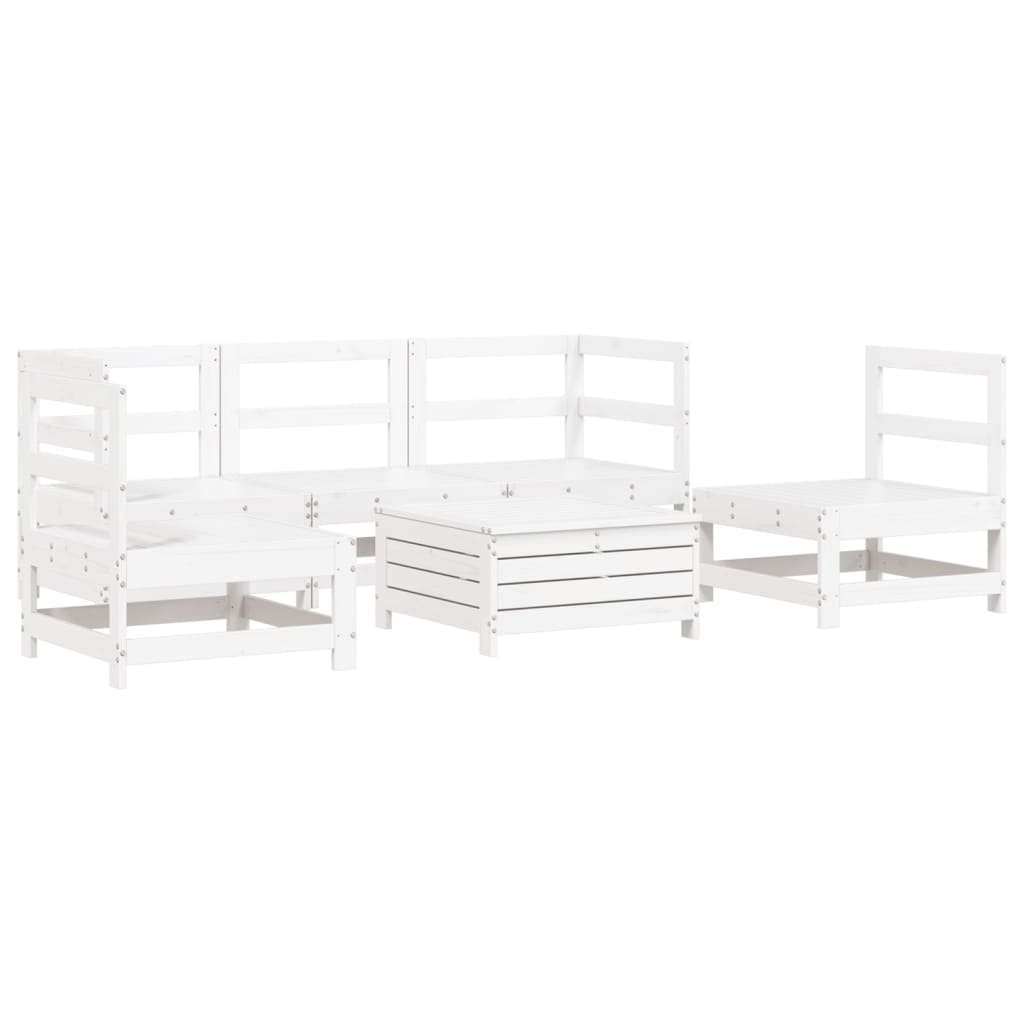 Hagesofasett 6 deler hvit heltre furu