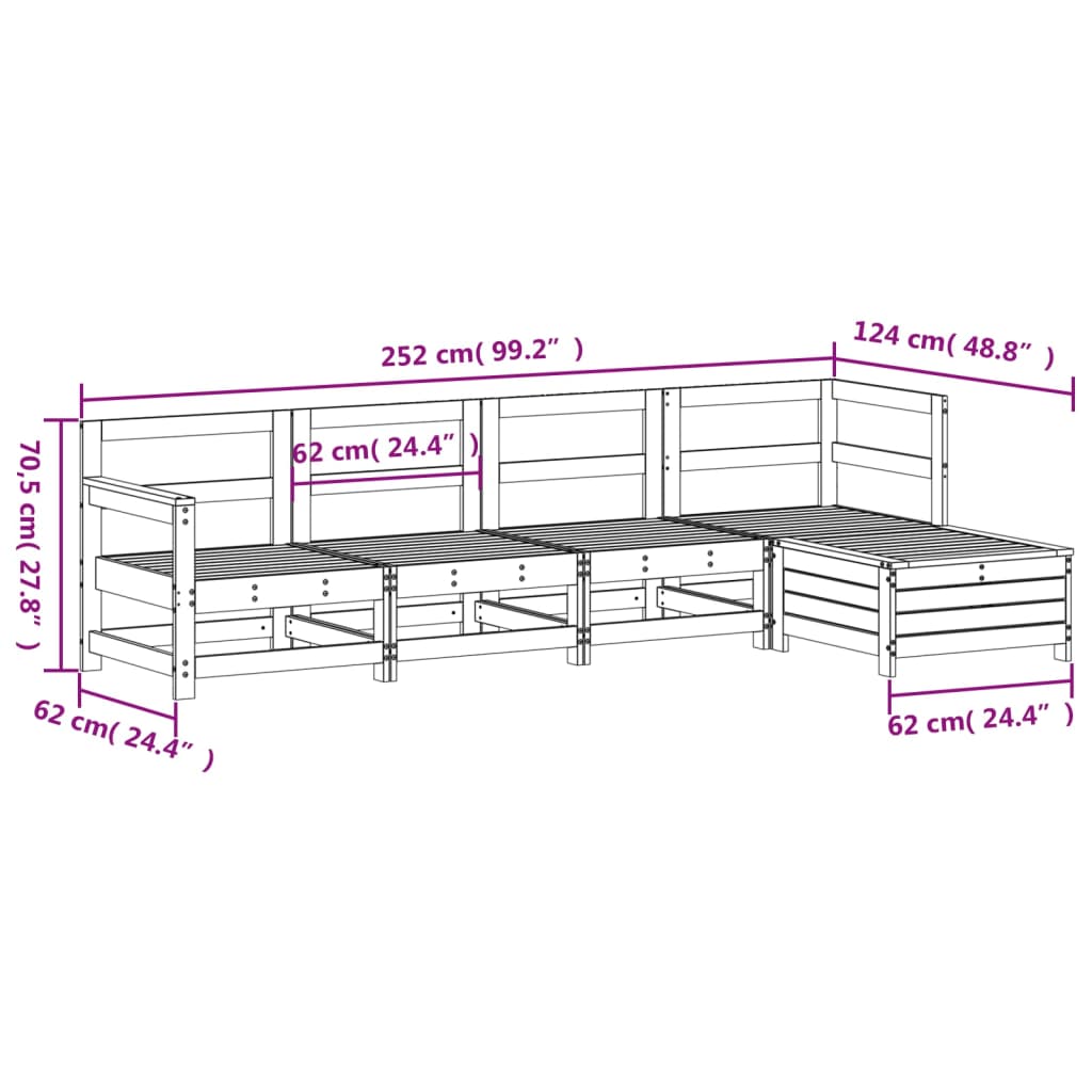 Hagesofagruppe 5 deler impregnert furu