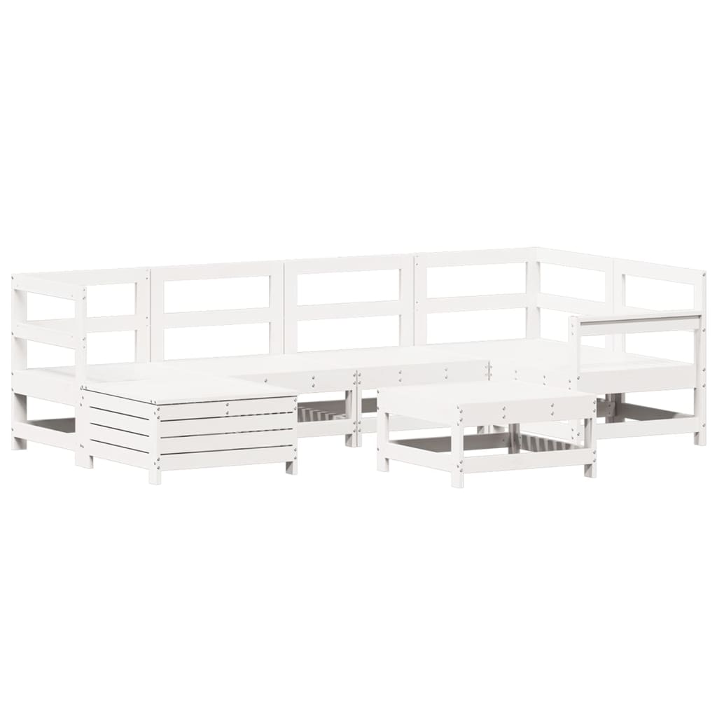 Hagesofasett 7 deler hvit heltre furu