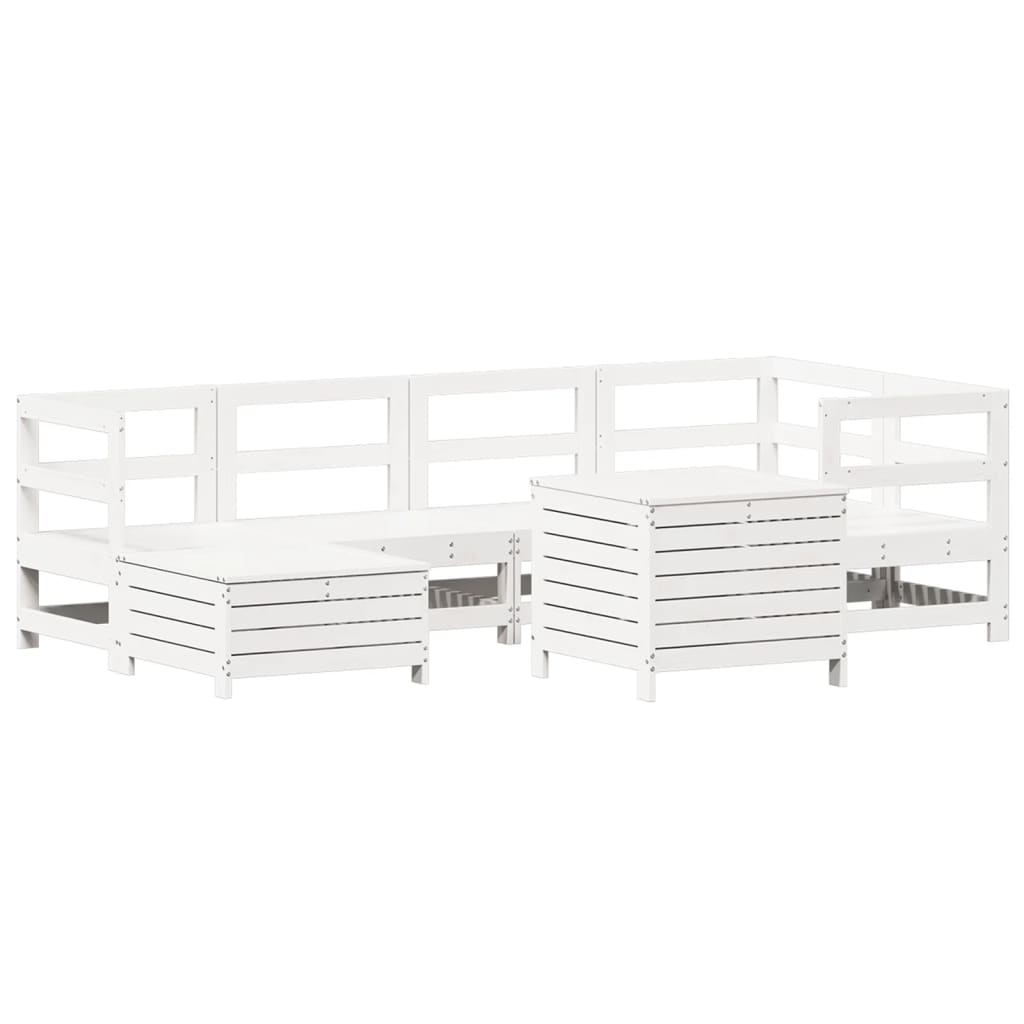 Hagesofasett 7 deler hvit heltre furu
