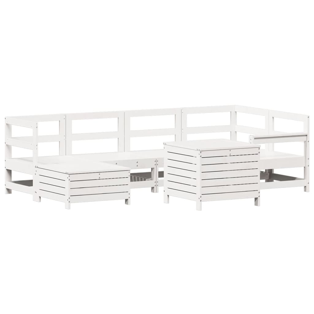 Hagesofasett 7 deler hvit heltre furu