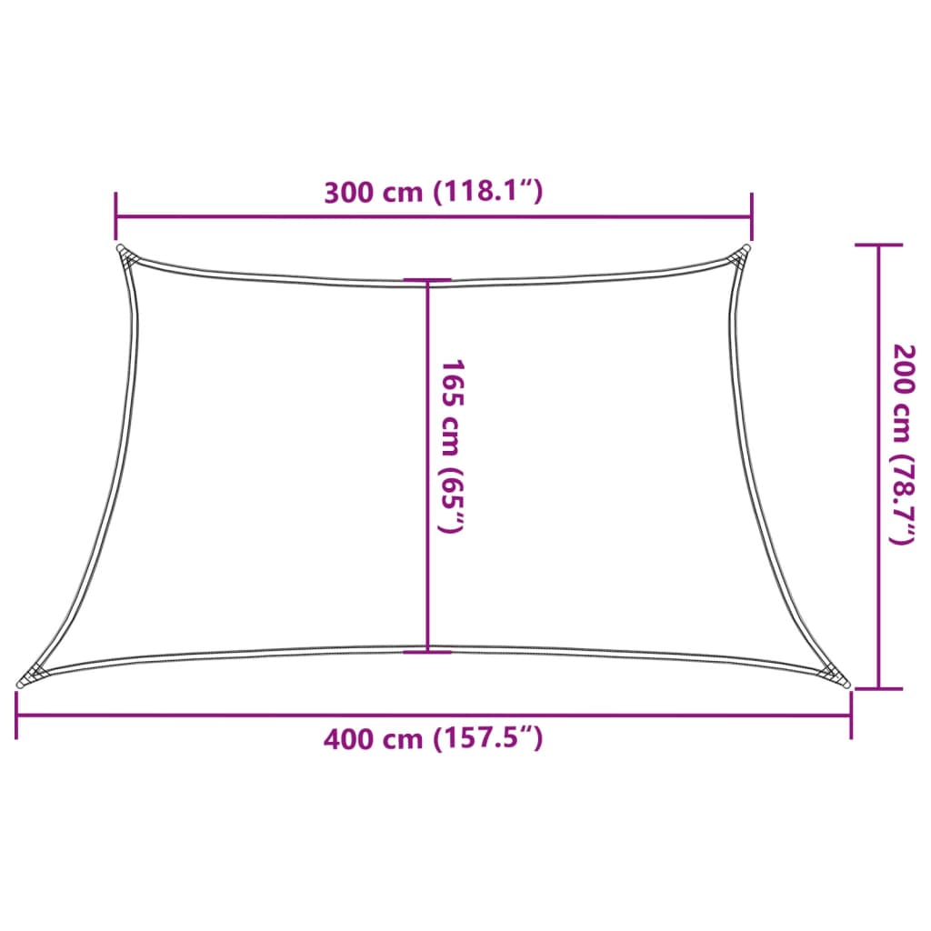 Solseil 160 g/m² trapesformet lysegrå 3/4x2 m HDPE
