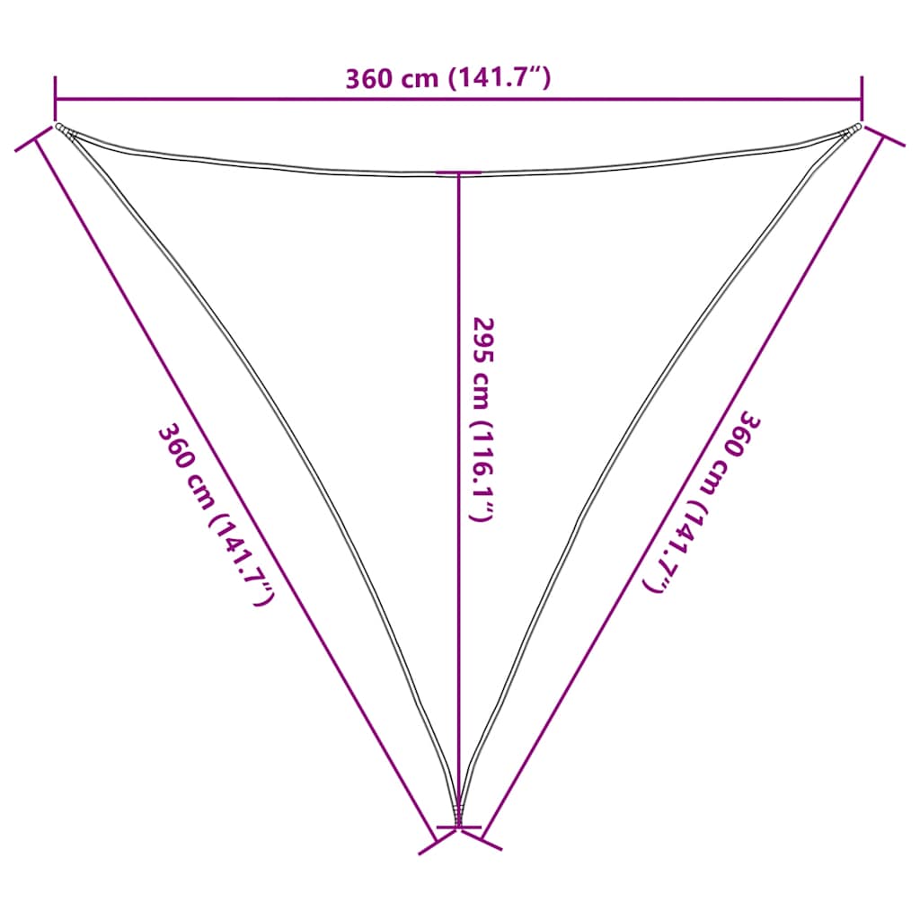 Solseil 160 g/m² trekantet sand 3,6x3,6x3,6 m HDPE
