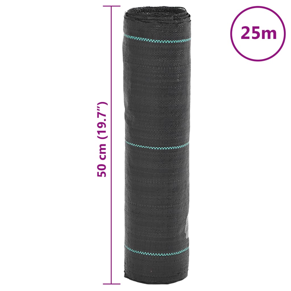 Kontrollmatte for ugress svart 0,5x25 m PP vidaXL