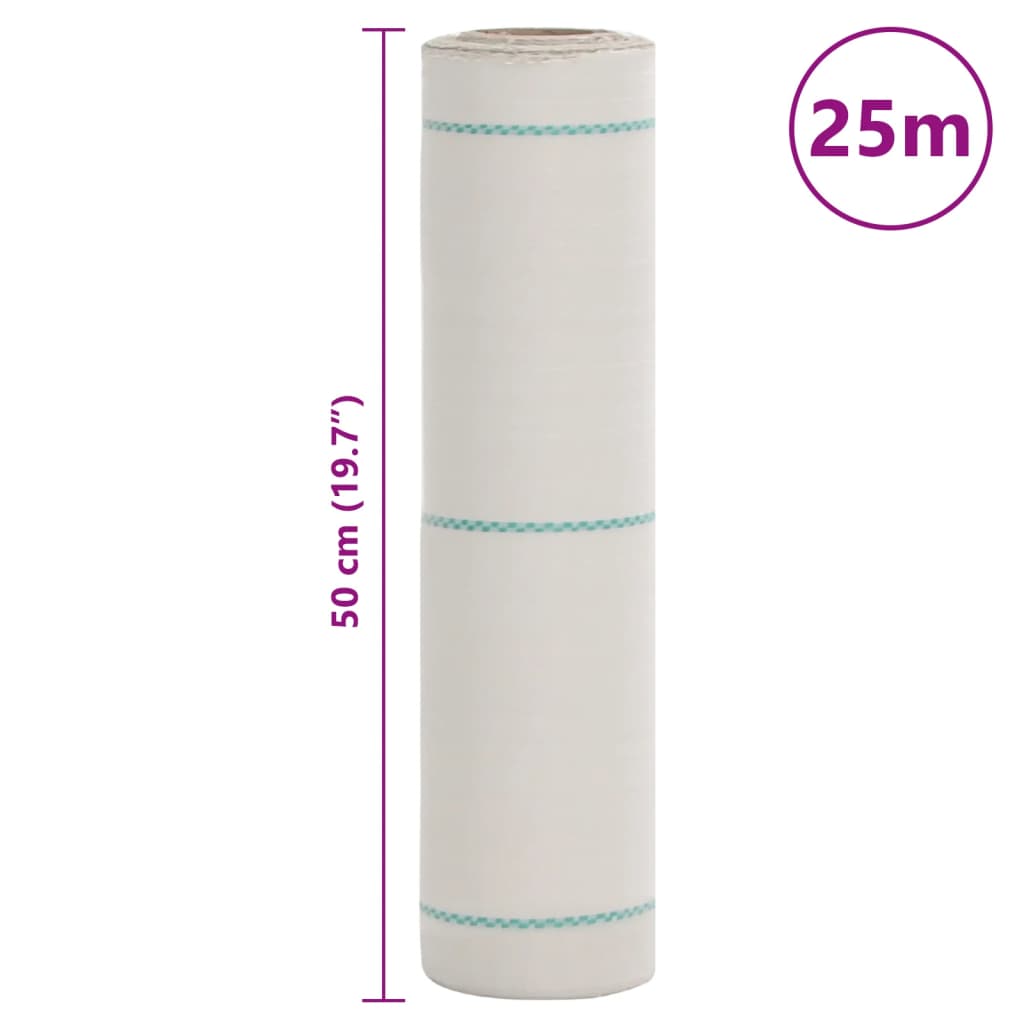 Kontrollmatte for ugress hvit 0,5x25 m PP