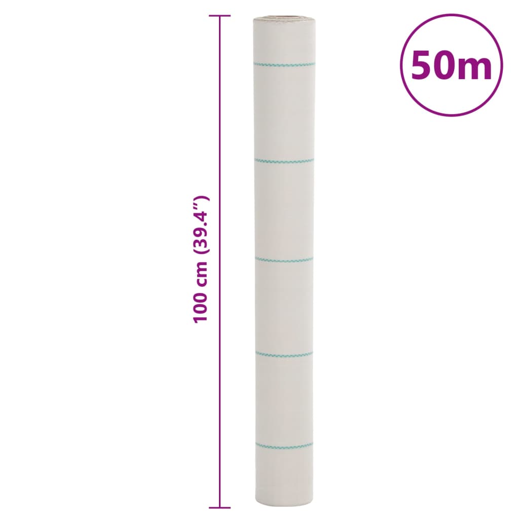 Kontrollmatte for ugress hvit 1x50 m PP