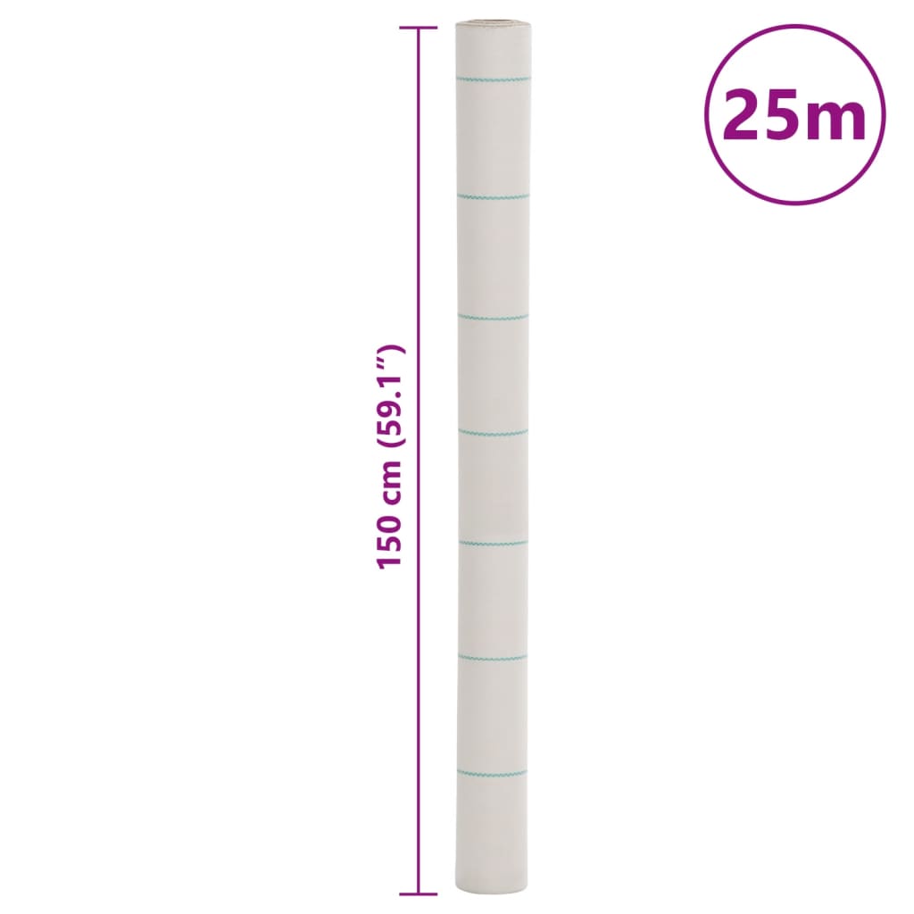 Kontrollmatte for ugress hvit 1,5x25 m PP
