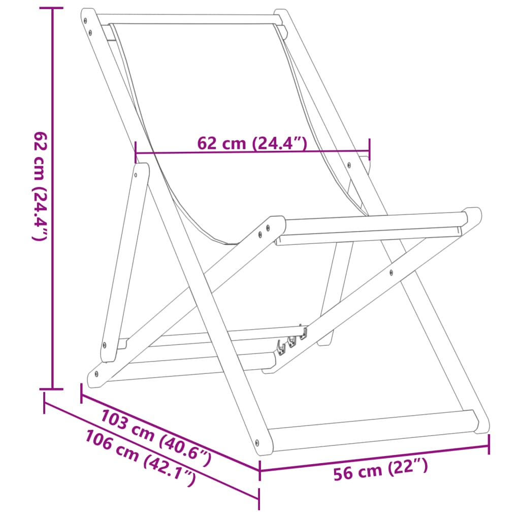 Sammenleggbare strandstoler 2 stk beige stoff og heltre vidaXL