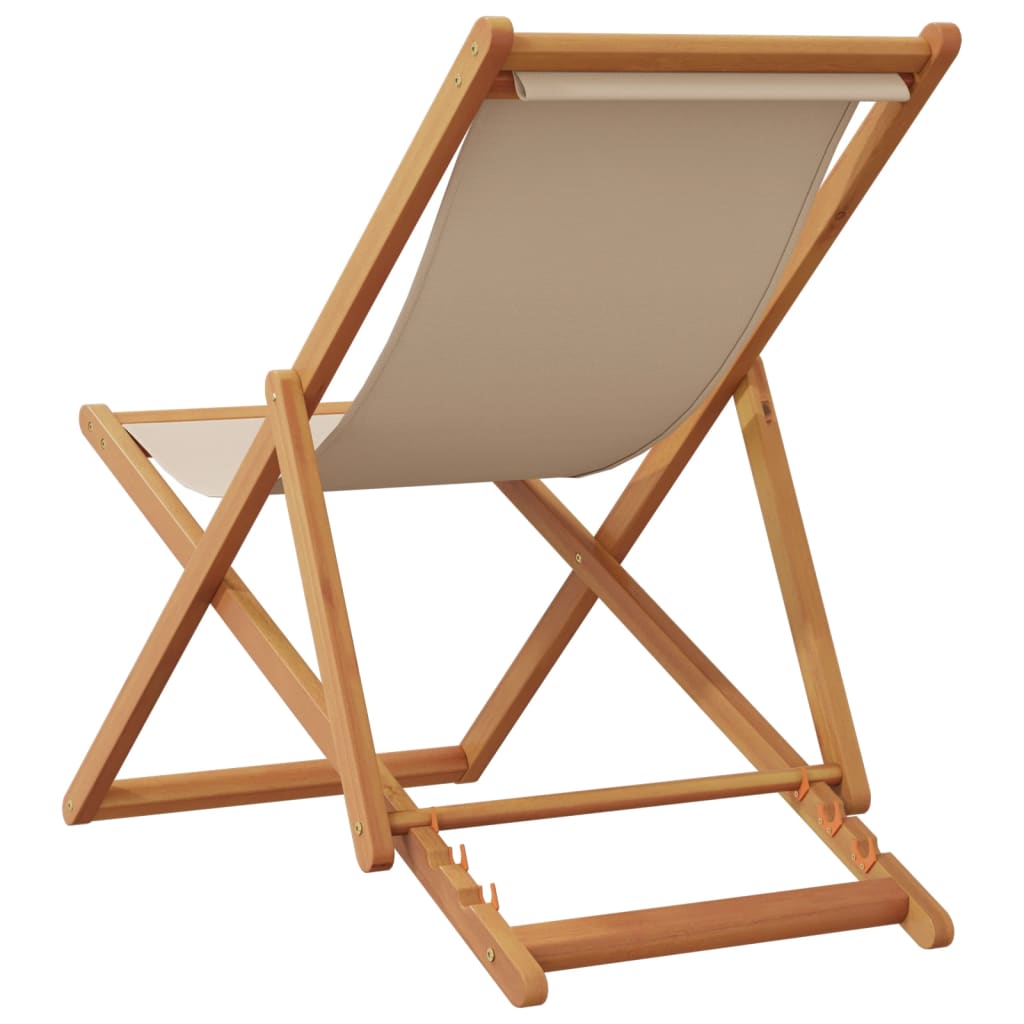 Sammenleggbare strandstoler 2 stk beige stoff og heltre vidaXL