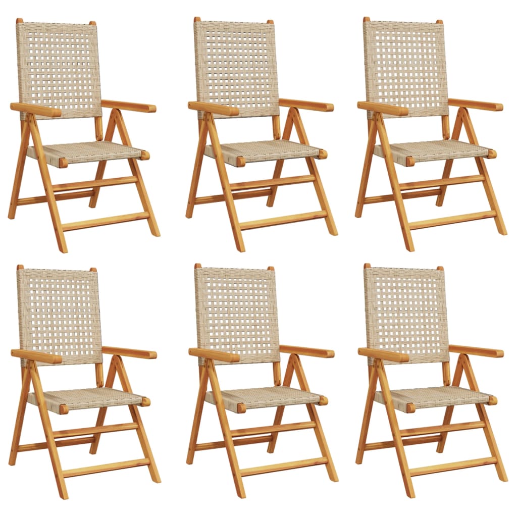 Lenestoler for hage 6 stk beige polyrotting og heltre