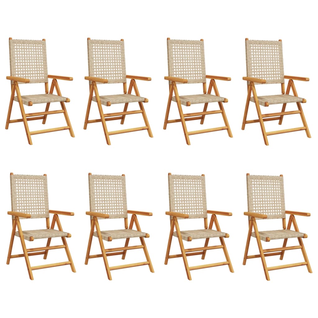Lenestoler for hage 8 stk beige polyrotting og heltre
