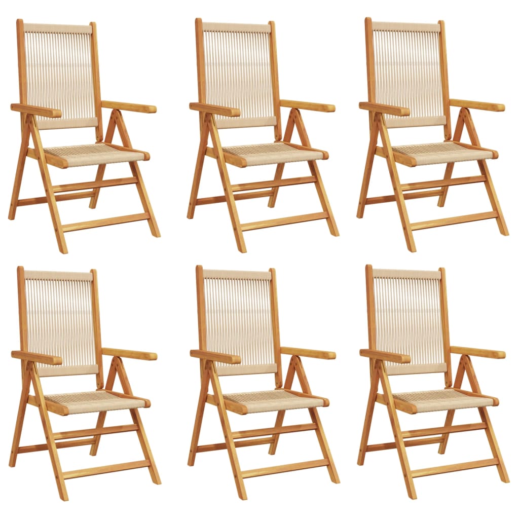 Lenestoler for hage 6 stk beige heltre akasie
