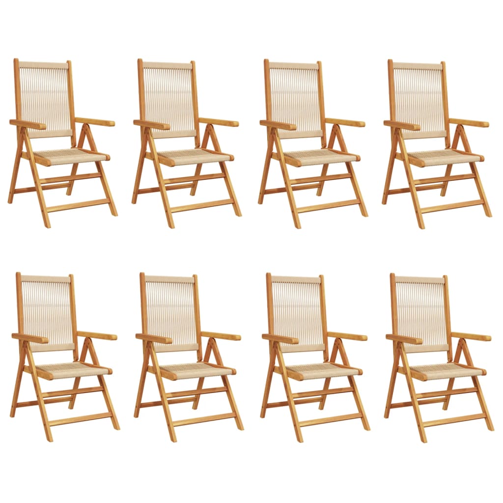 Lenestoler for hage 8 stk beige heltre akasie