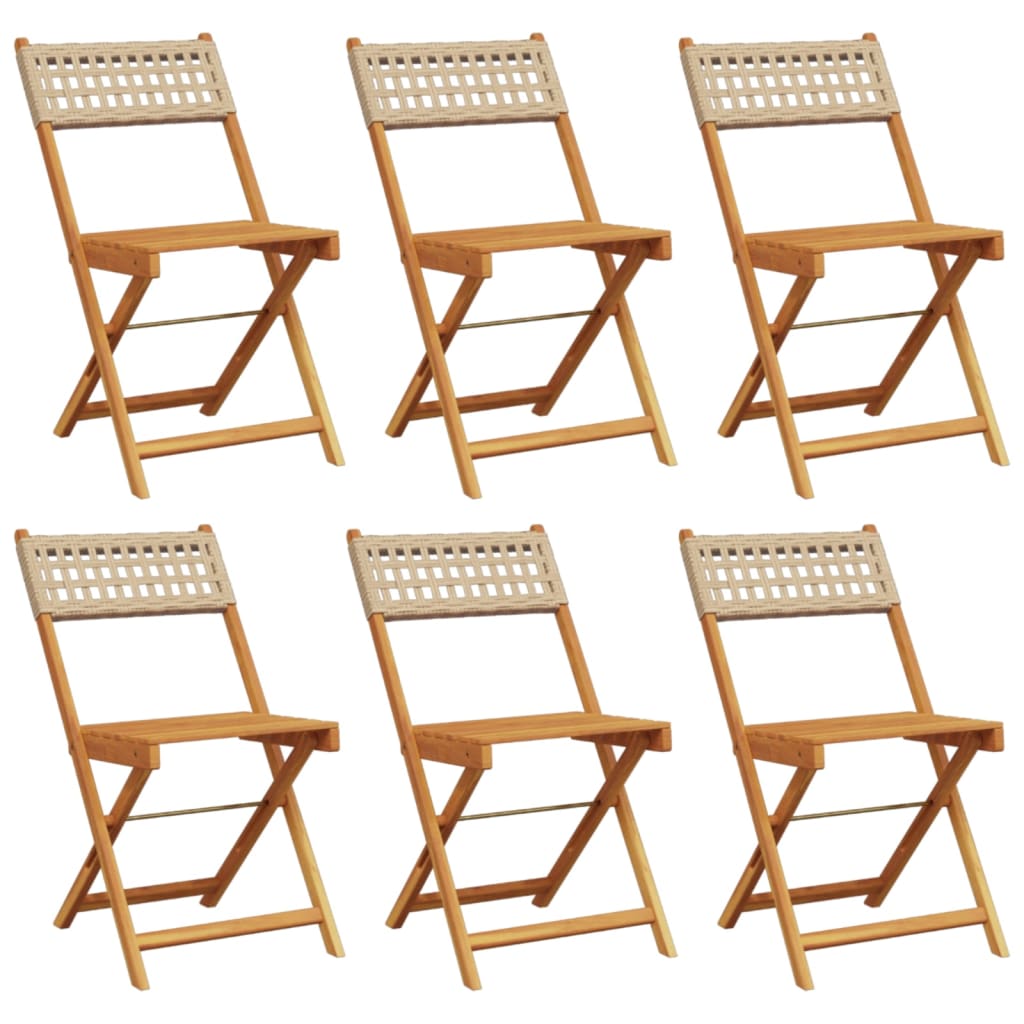 Sammenleggbare hagestoler 6 stk beige polyrotting og heltre