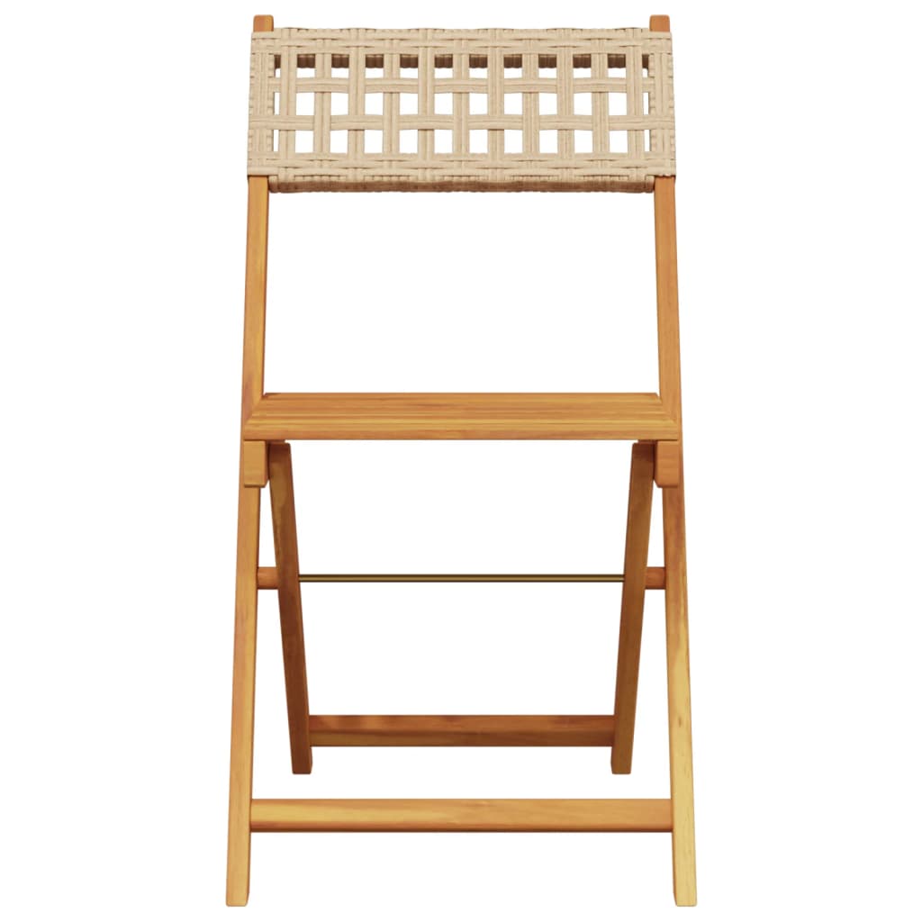 Sammenleggbare hagestoler 6 stk beige polyrotting og heltre