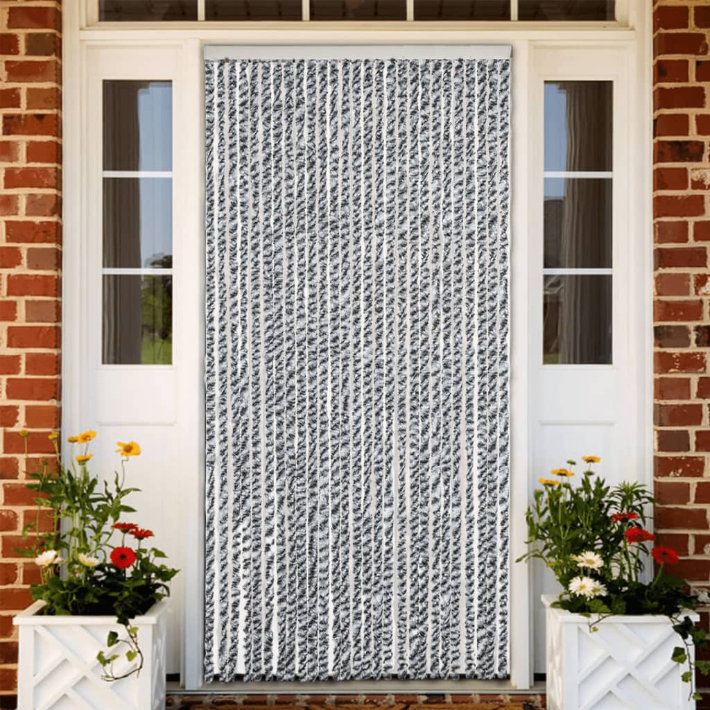 Fluegardin grå og svart og hvit 118x220 cm chenille