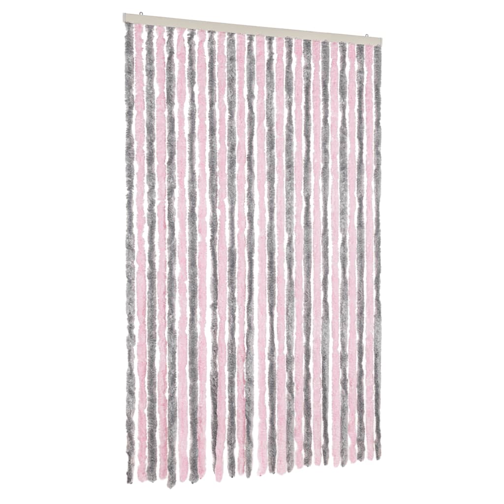 Fluegardin sølvgrå og rosa 118x220 cm chenille