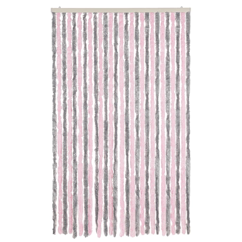 Fluegardin sølvgrå og rosa 118x220 cm chenille