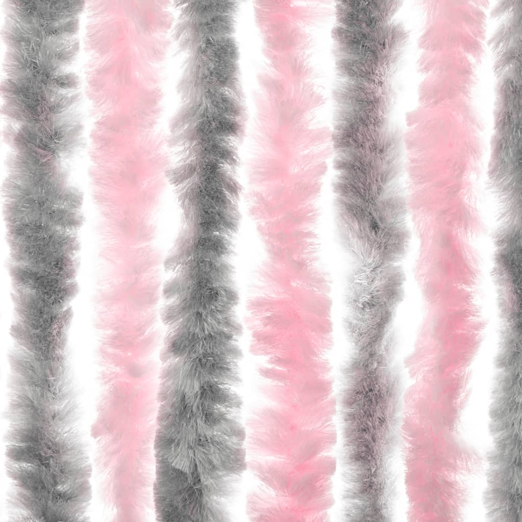 Fluegardin sølvgrå og rosa 118x220 cm chenille