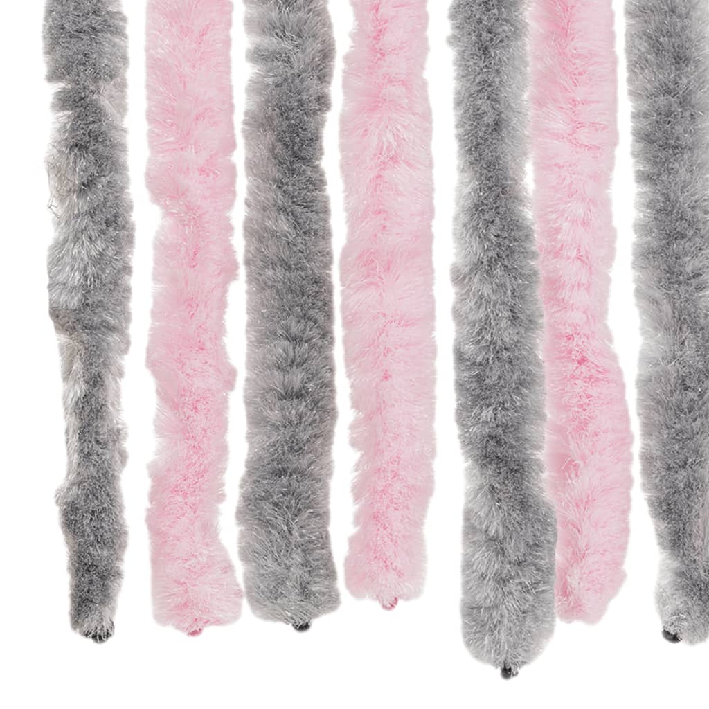 Fluegardin sølvgrå og rosa 118x220 cm chenille