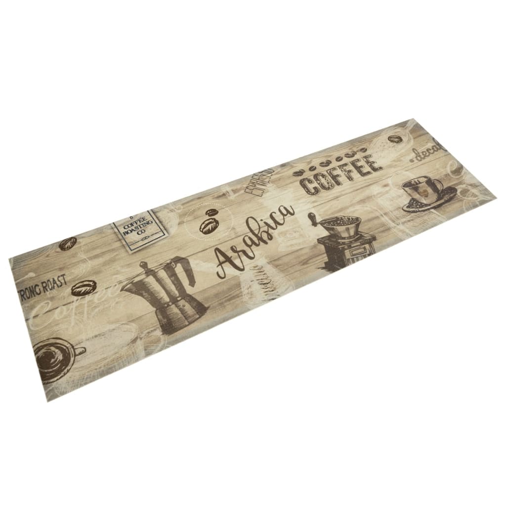 Kjøkkenteppe vaskbar Coffee brun 45x150 cm fløyel
