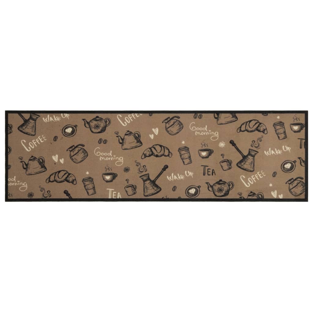 Kjøkkenteppe vaskbar Morning brun 45x150 cm fløyel