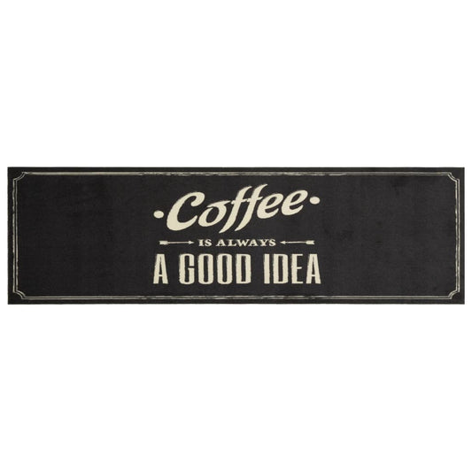 Kjøkkenteppe vaskbar Coffee tekst 45x150 cm fløyel