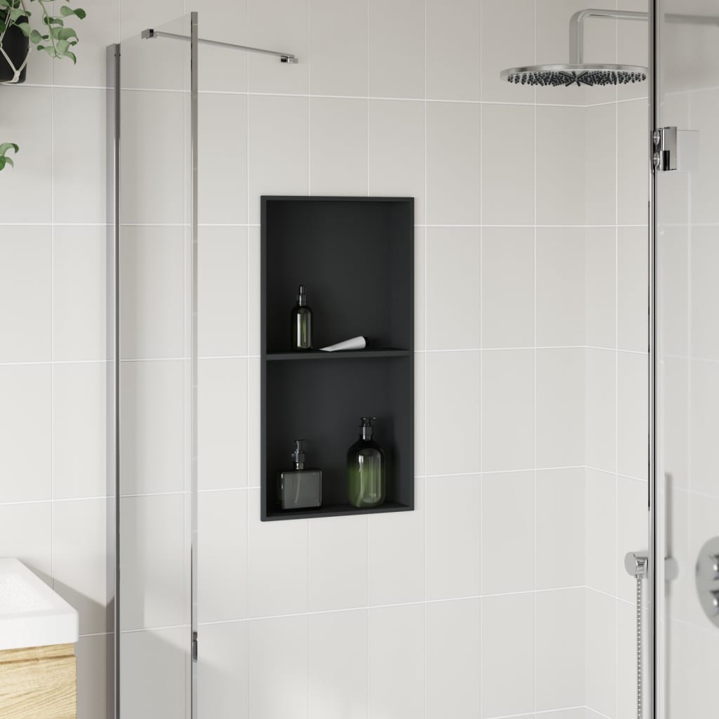 Dusjnisje matt svart 32x62x9 cm rustfritt stål