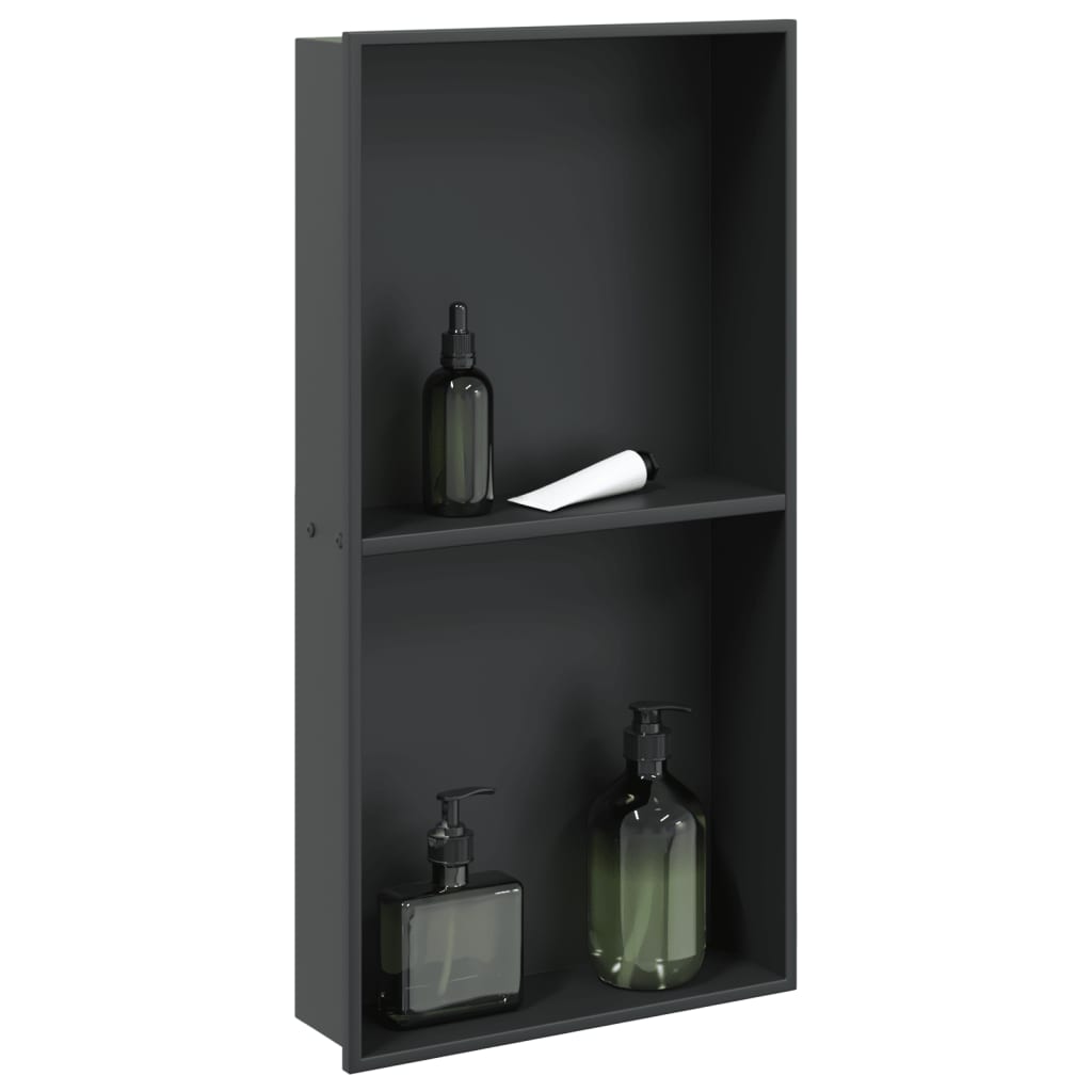 Dusjnisje matt svart 32x62x9 cm rustfritt stål