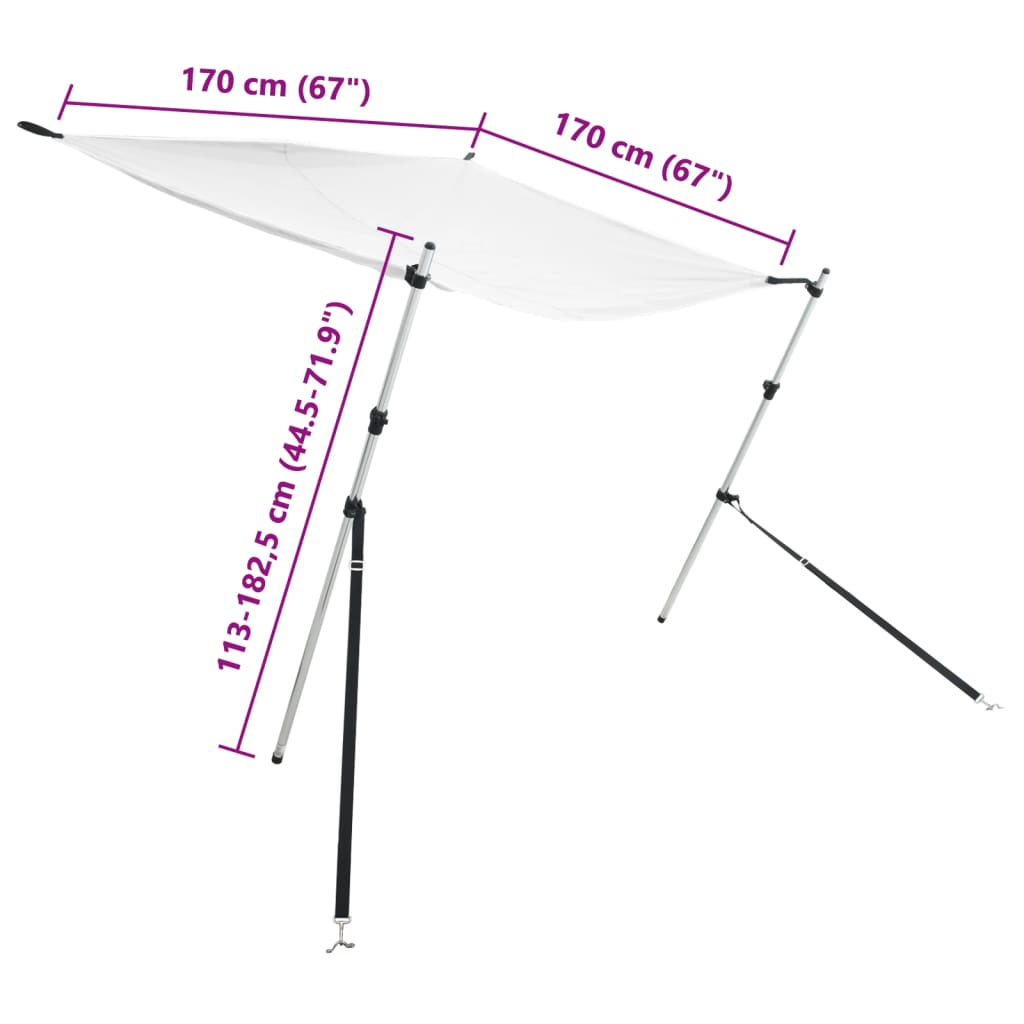 T-Top solskjermutvidelse hvit 170x170x(113-182,5) cm