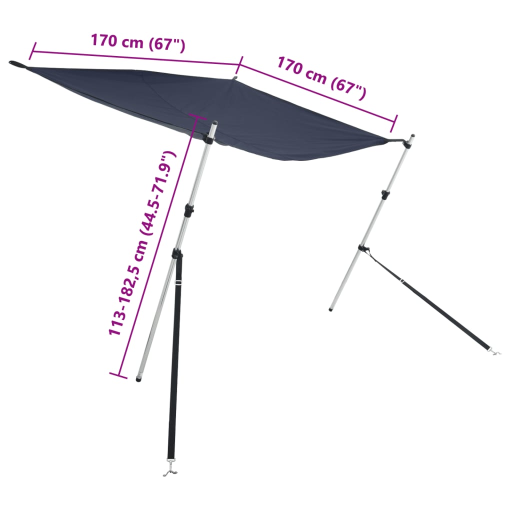 T-Top solskjermutvidelse blå 170x170x(113-182,5) cm