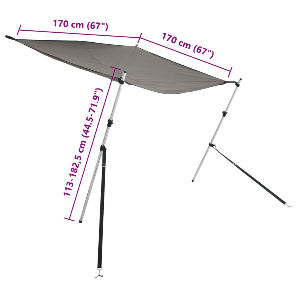 T-Top solskjermutvidelse antrasittgrå 170x170x(113-182,5) cm