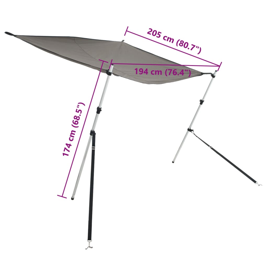T-Top solskjermutvidelse antrasitt 174x205x(115-194) cm