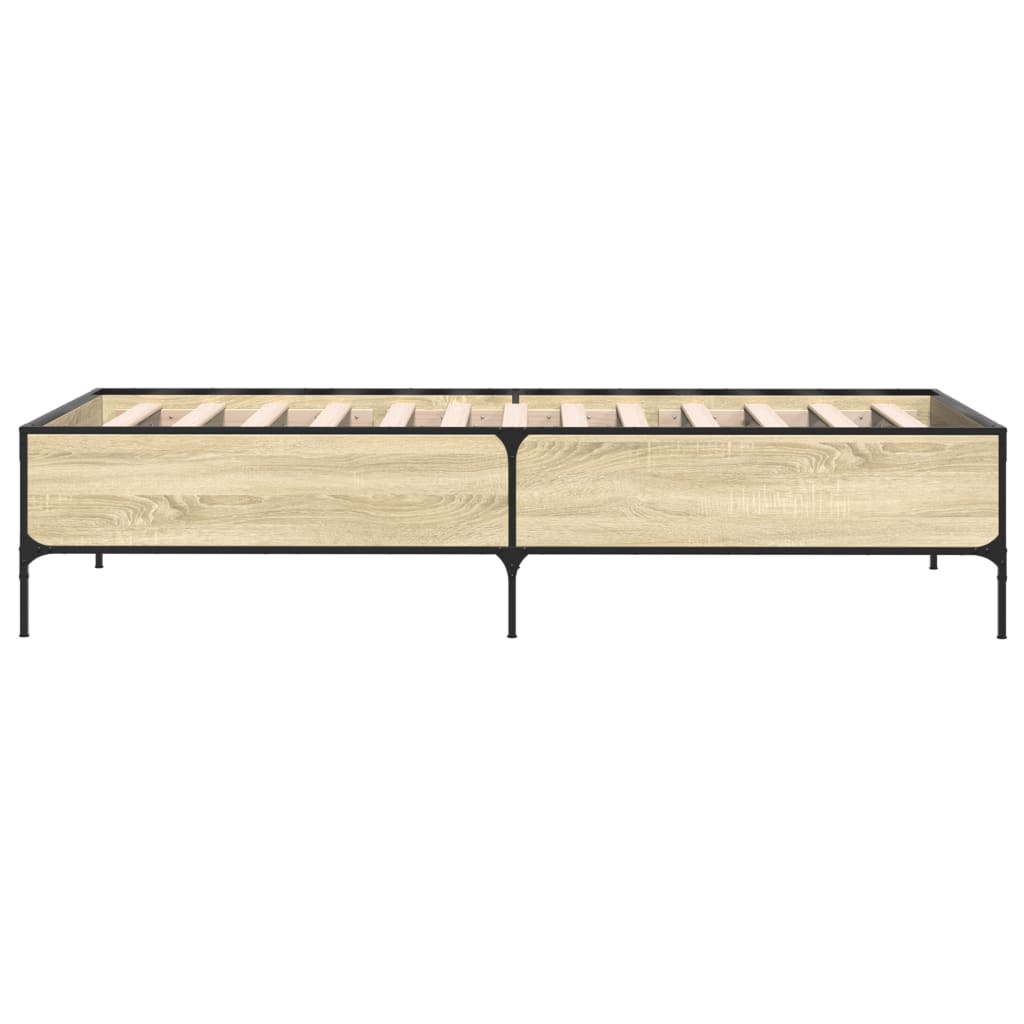 Sengeramme sonoma eik 100x200 cm konstruert tre og metall