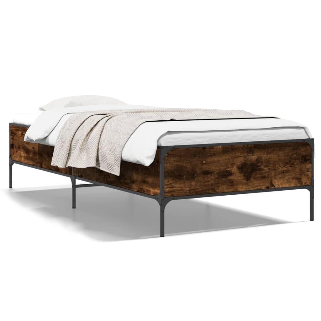 Sengeramme røkt eik 100x200 cm konstruert tre og metall