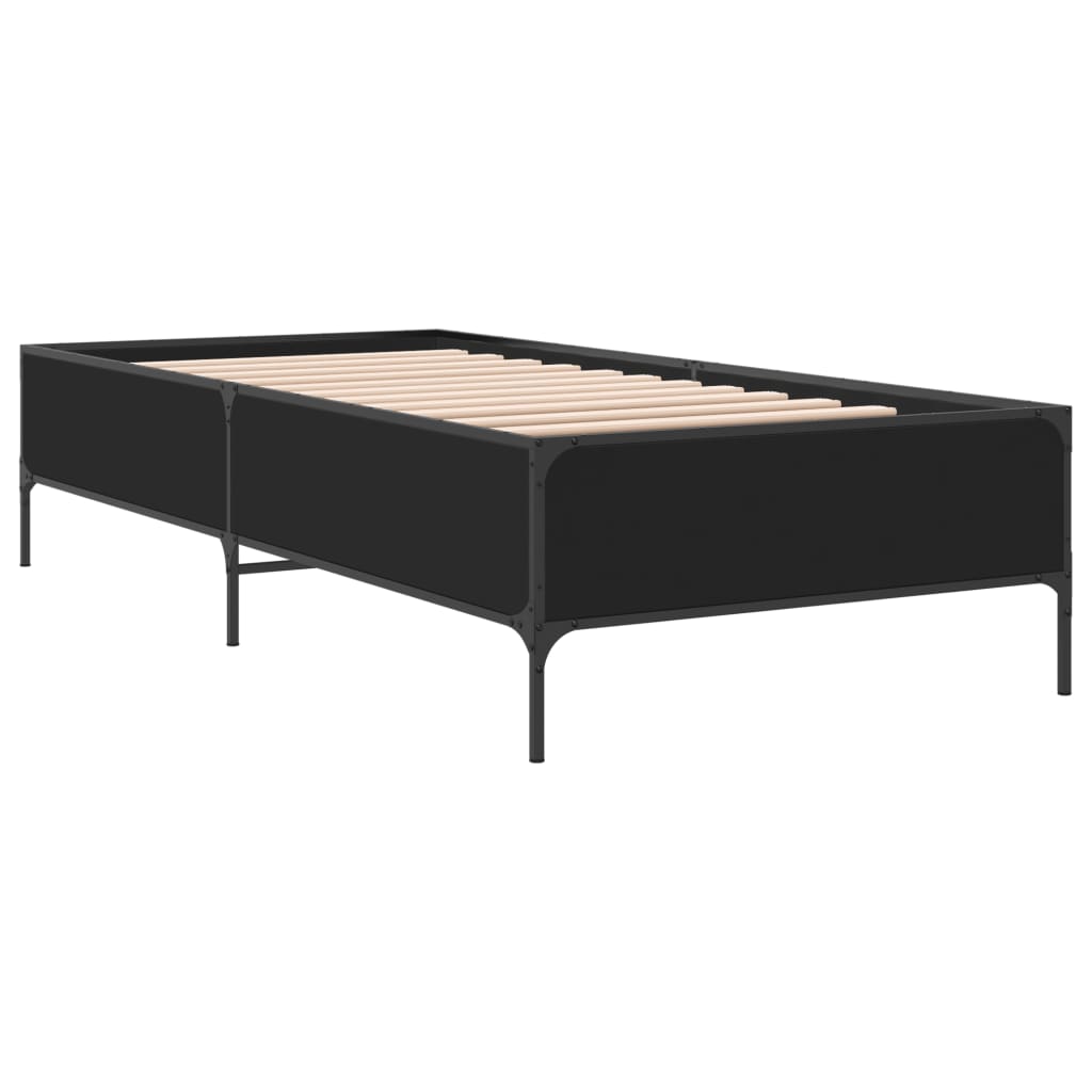 Sengeramme svart 90x200 cm konstruert tre og metall