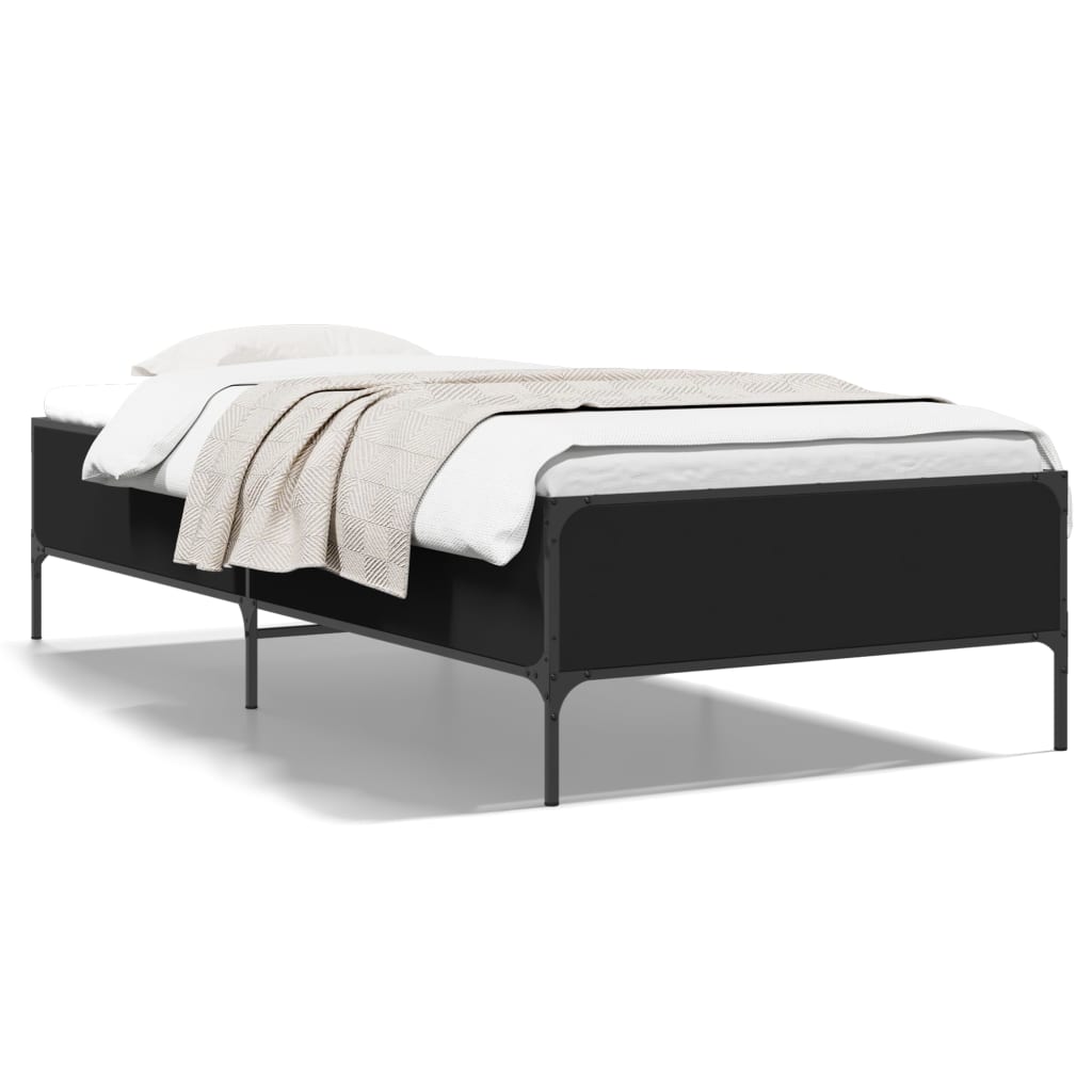 Sengeramme svart 90x200 cm konstruert tre og metall