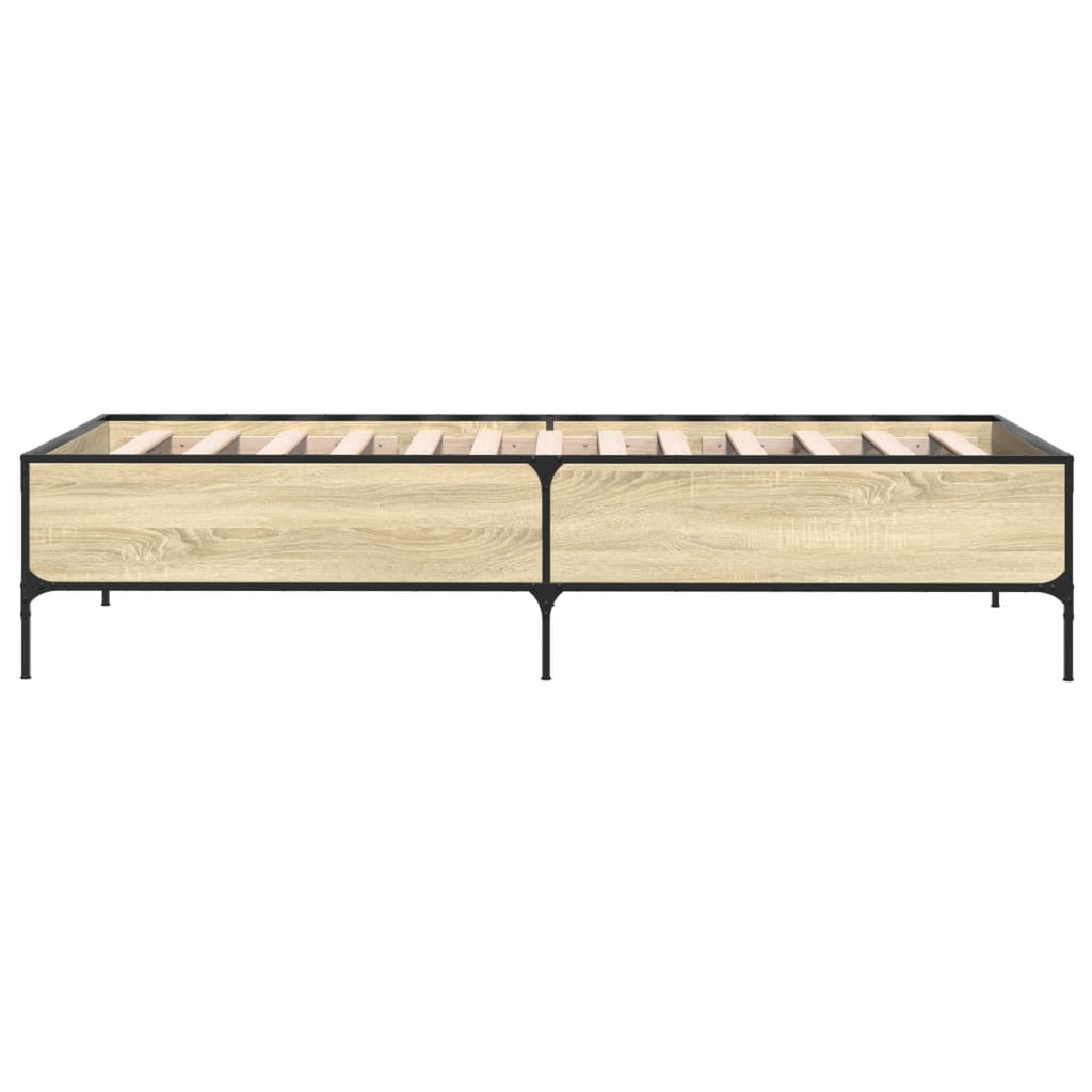 Sengeramme sonoma eik 90x200 cm konstruert tre og metall