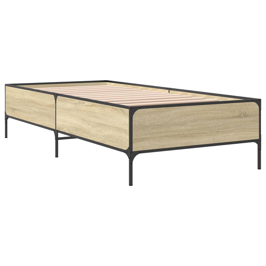 Sengeramme sonoma eik 90x200 cm konstruert tre og metall