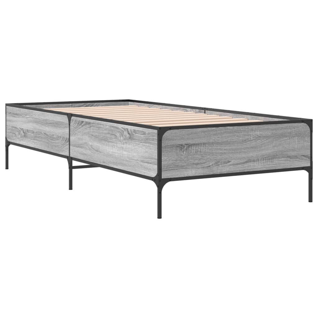 Sengeramme grå sonoma 90x200 cm konstruert tre og metall