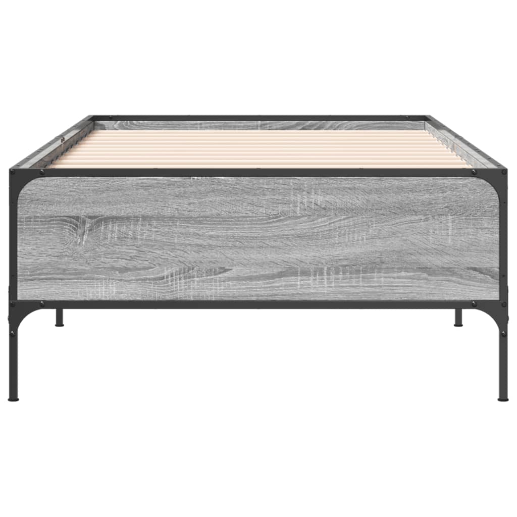 Sengeramme grå sonoma 90x200 cm konstruert tre og metall
