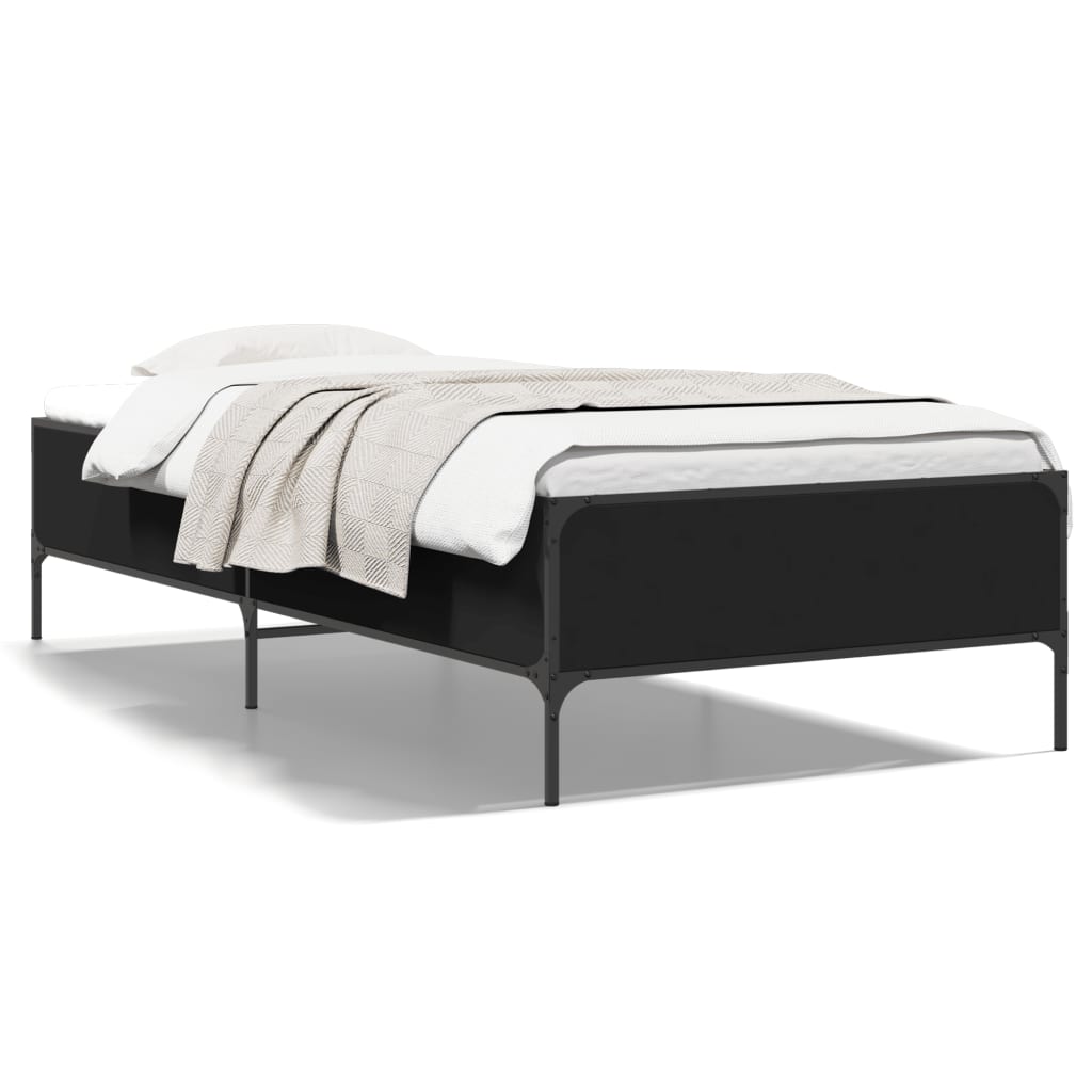 Sengeramme svart 90x190 cm konstruert tre og metall