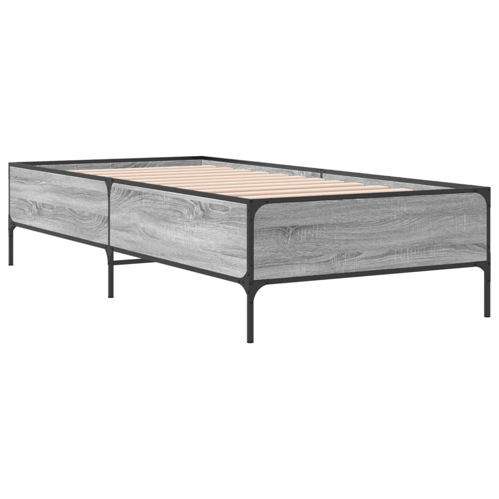 Sengeramme grå sonoma 75x190 cm konstruert tre og metall