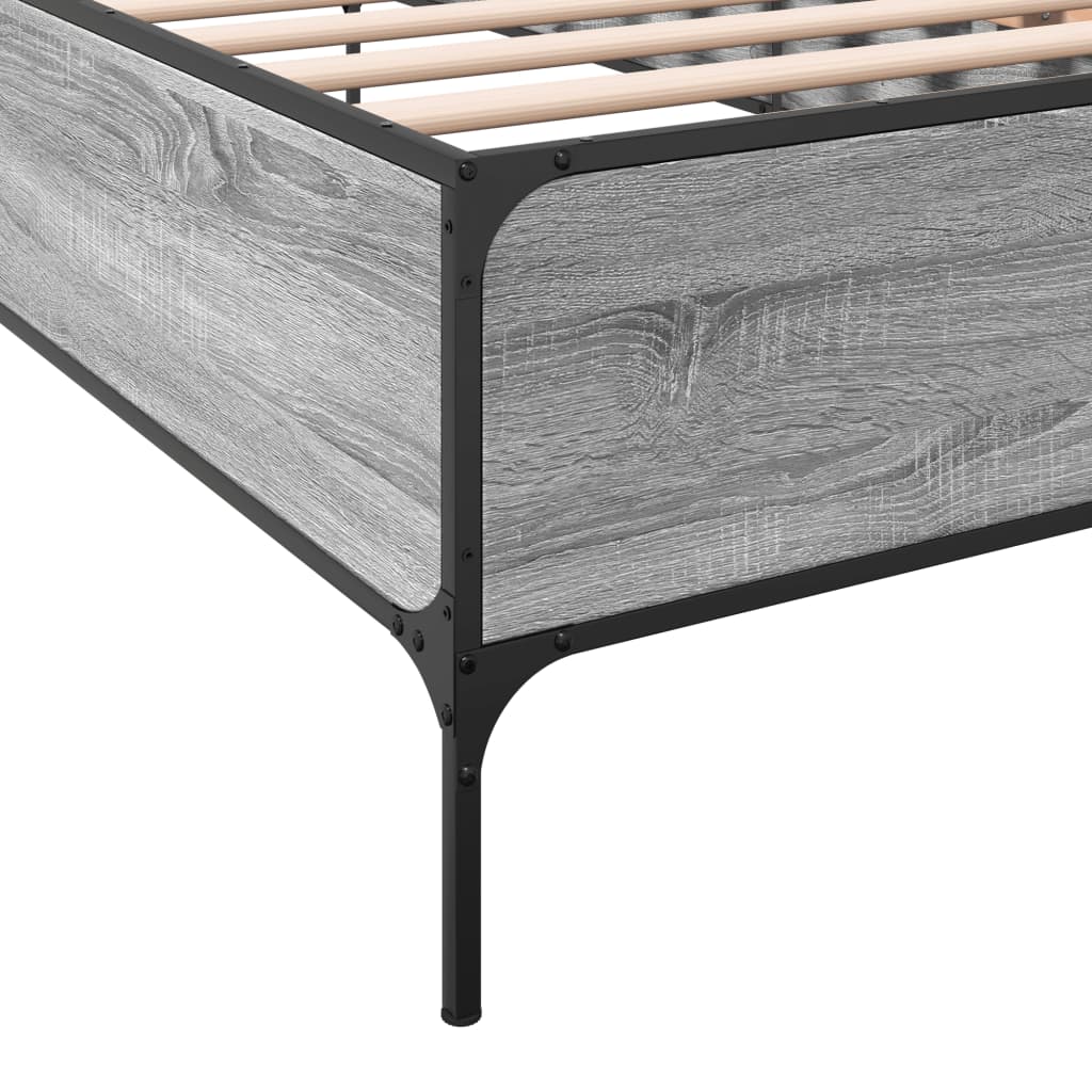 Sengeramme grå sonoma 75x190 cm konstruert tre og metall