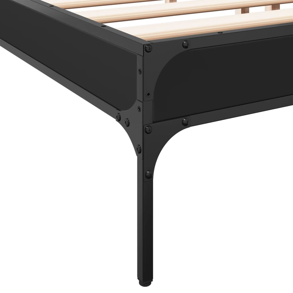 Sengeramme svart 200x200 cm konstruert tre og metall