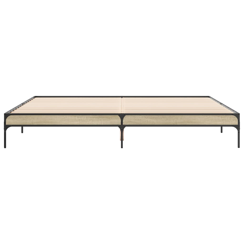 Sengeramme sonoma eik 200x200 cm konstruert tre og metall