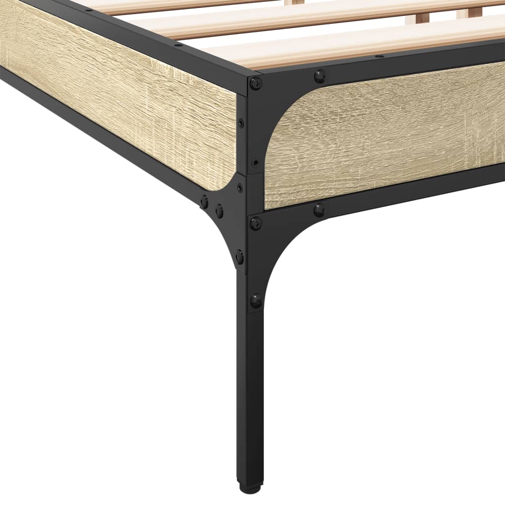 Sengeramme sonoma eik 200x200 cm konstruert tre og metall